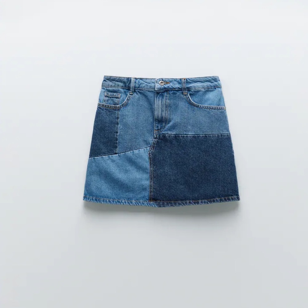 NWT Denim patchwork mini skirt
